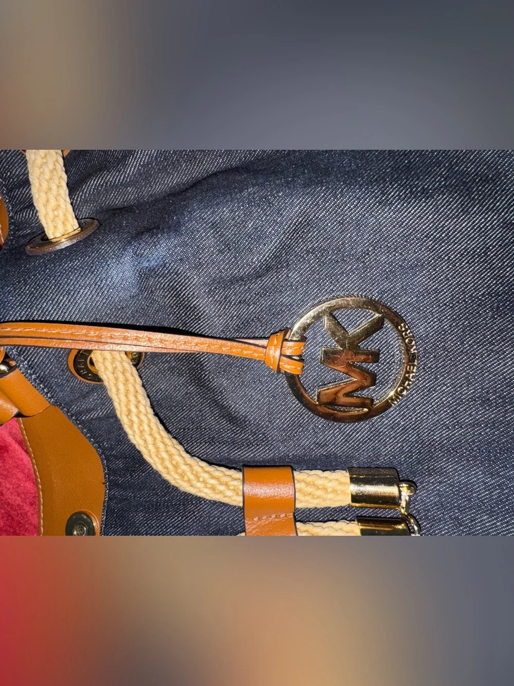 Michael Kors Denim Bag with brow and gold accents
